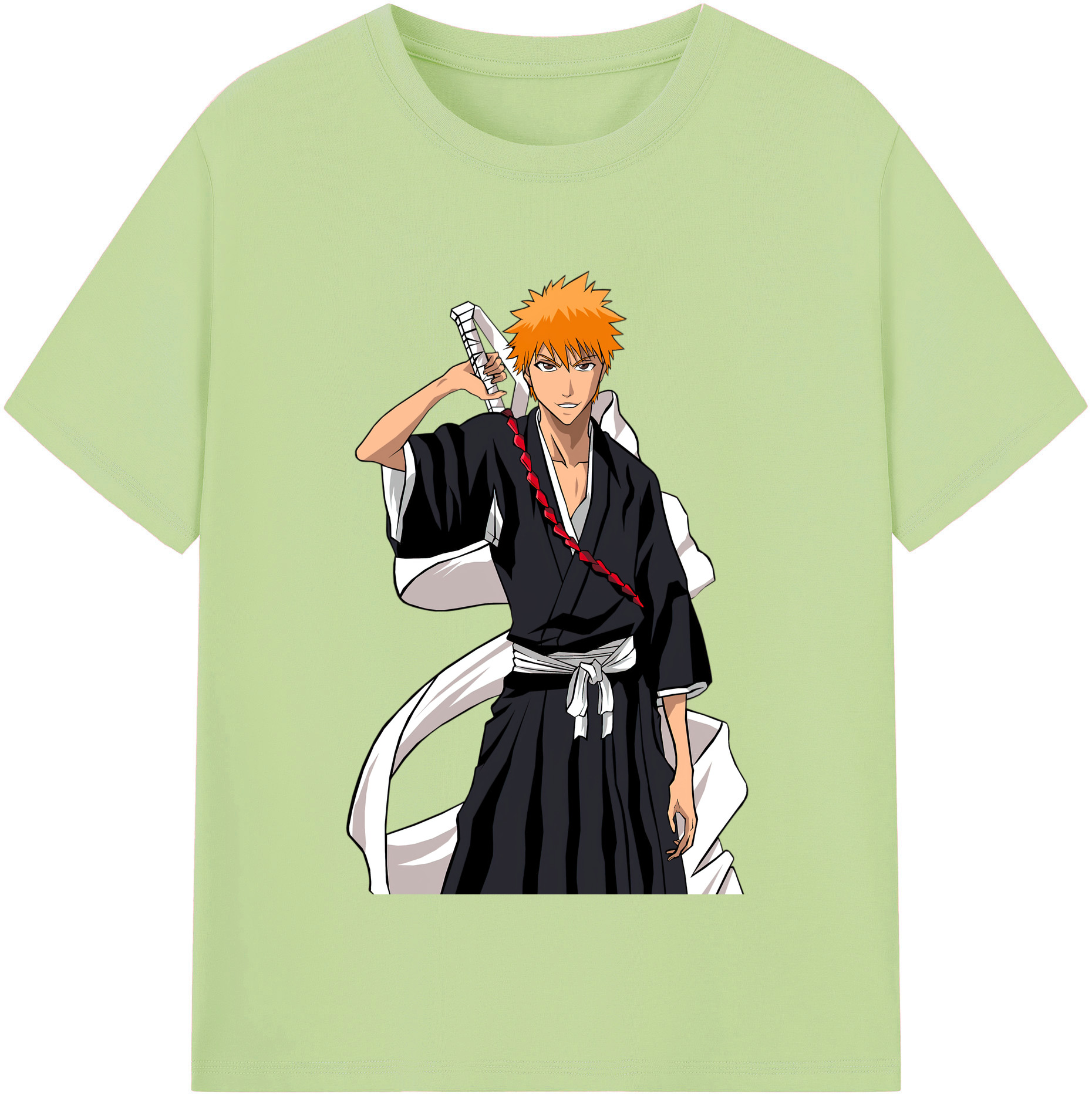 （画像用） ブリーチ 黒崎一護（くろさき いちご）BLEACH Kurosaki Ichigo 綿100％半袖Tシャツ（フロントプリント）